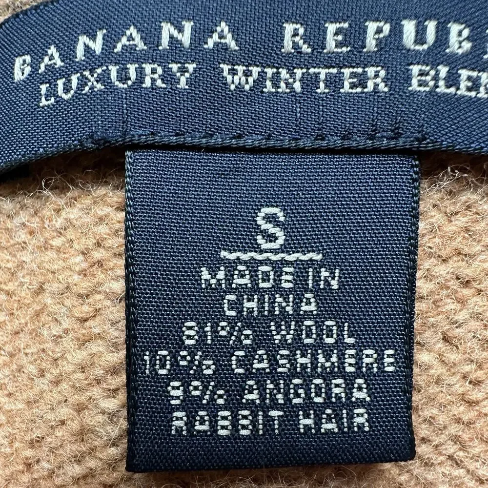 Vintage Banana Republic Wool Cashmere Angora Sweater Vest Mens Sz. S Camel Brown